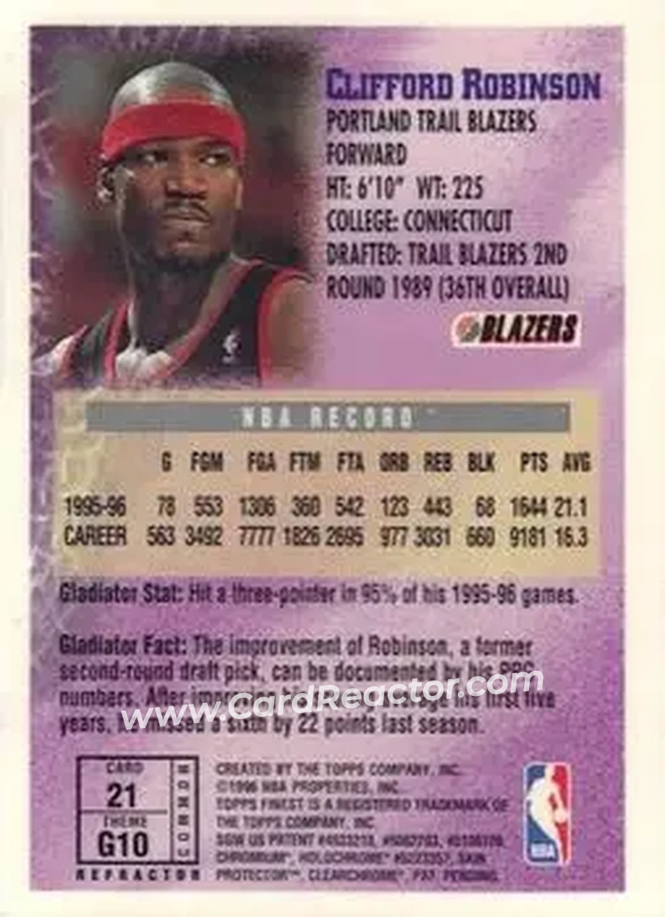 Back of Clifford Robinson