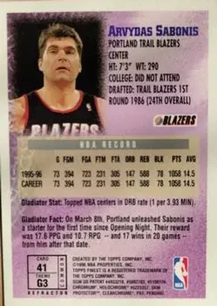 Arvydas Sabonis Rückseite