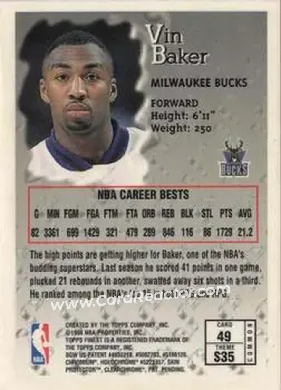 Back of Vin Baker