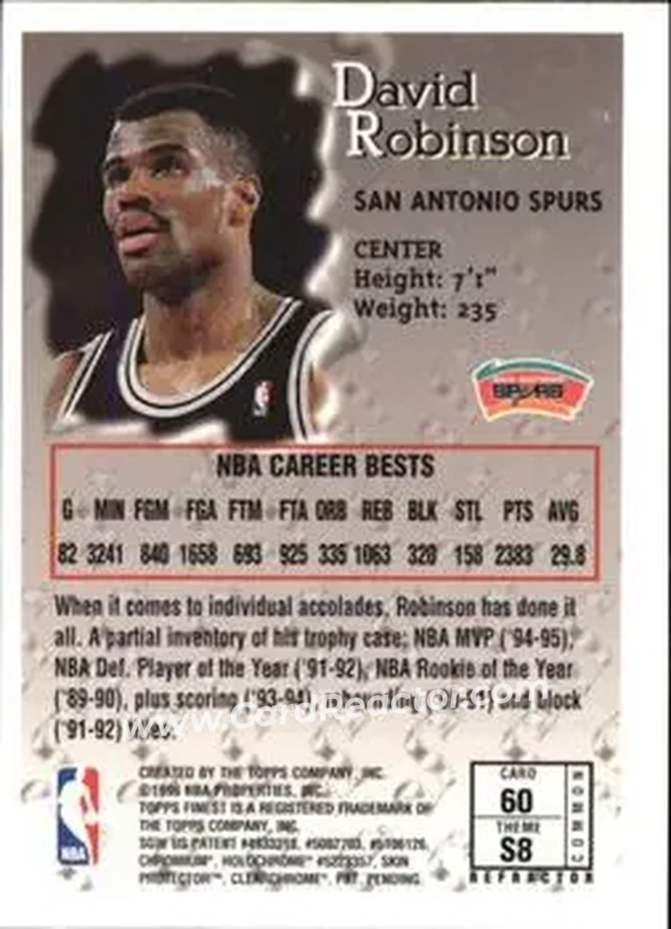 Back of David Robinson