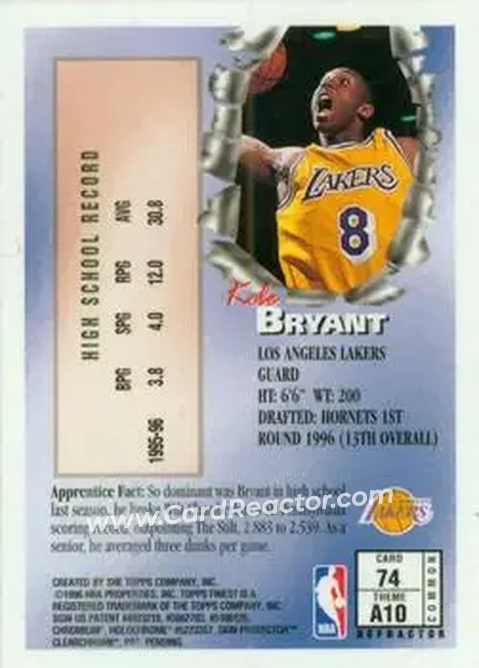 Back of Kobe Bryant