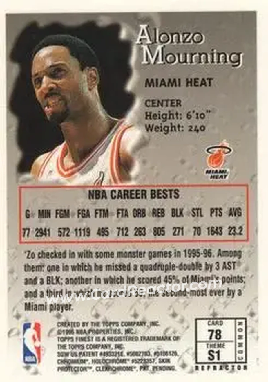 Back of Alonzo Mourning