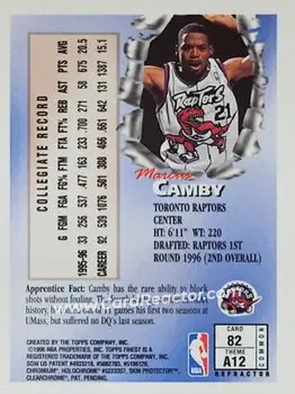 Back of Marcus Camby