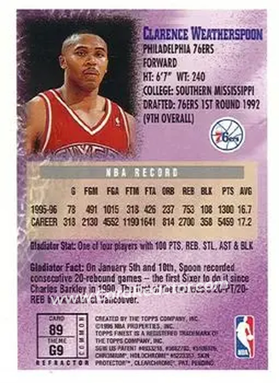 Back of Clarence Weatherspoon
