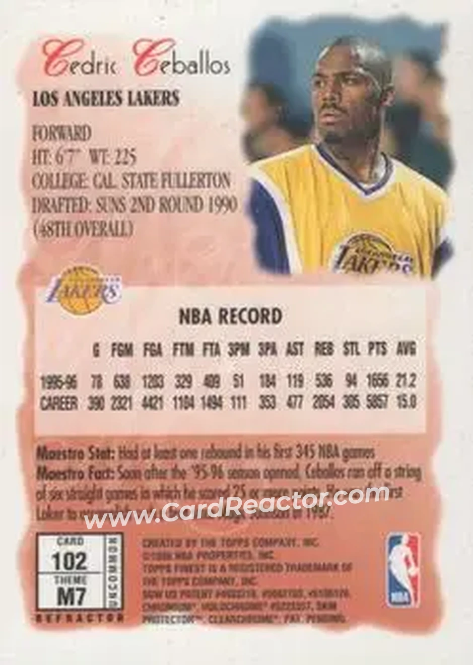 Back of Cedric Ceballos