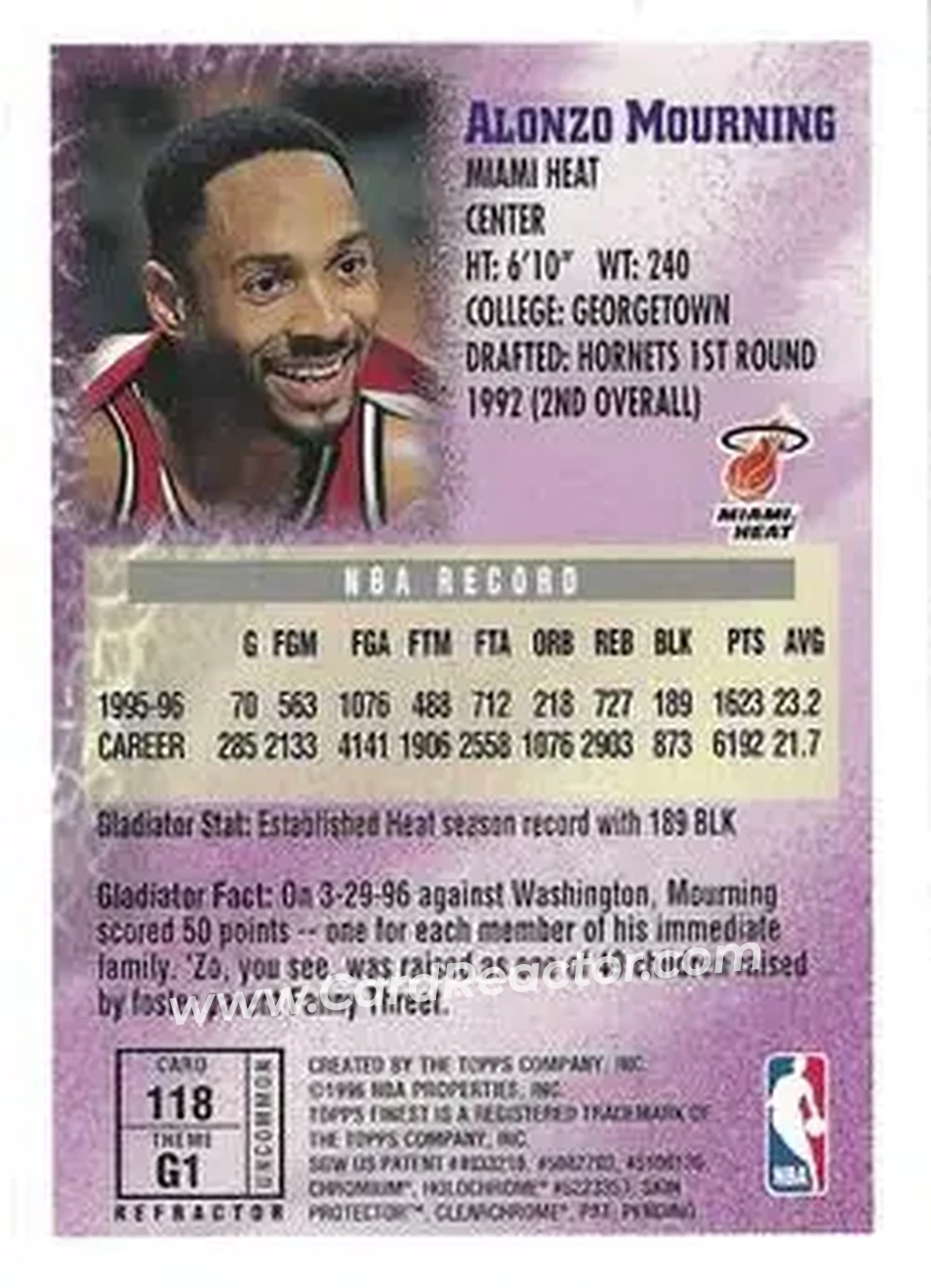 Back of Alonzo Mourning