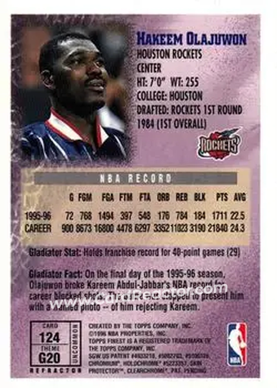 Back of Hakeem Olajuwon