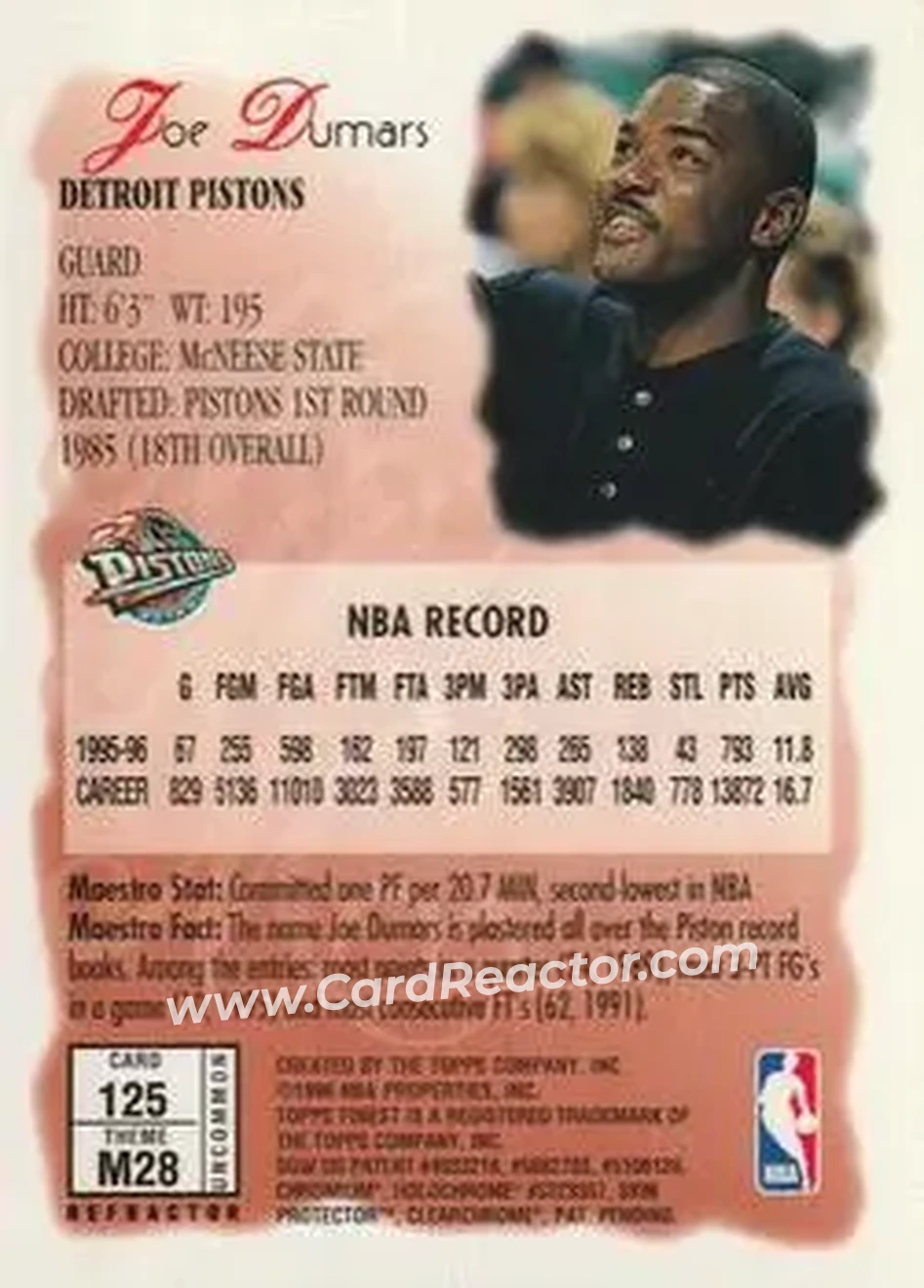 Back of Joe Dumars