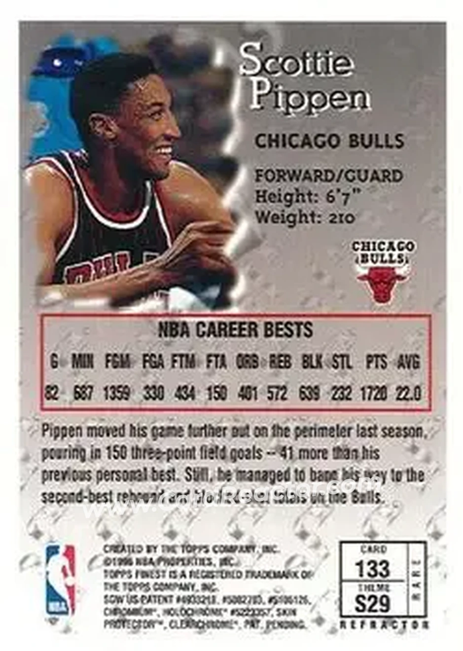 1996-97 Finest - Refractors #133 - Scottie Pippen - Chicago Bulls
