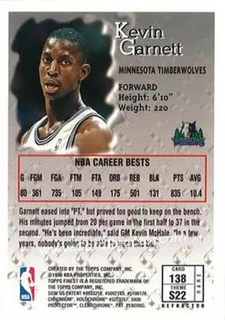 Back of Kevin Garnett