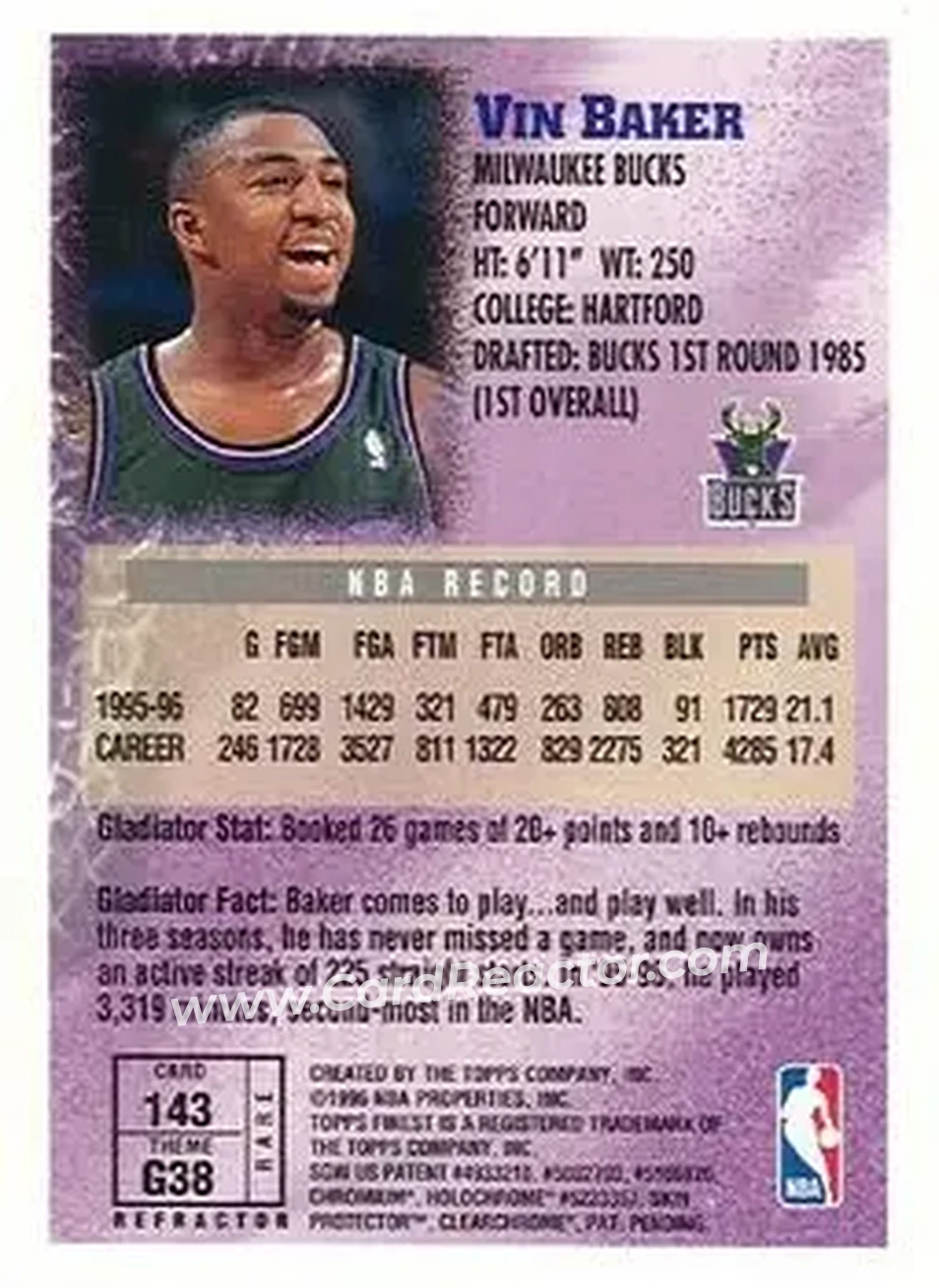 Back of Vin Baker