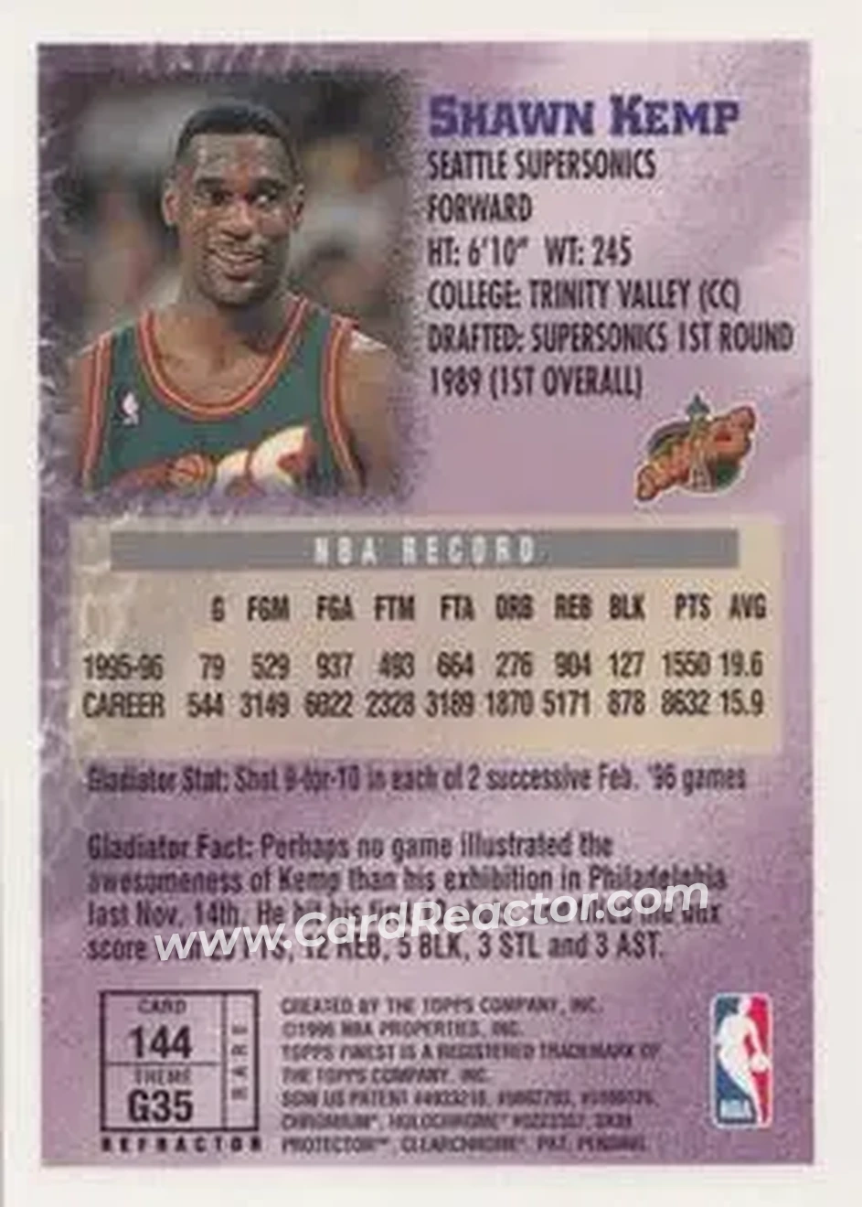 Back of Shawn Kemp