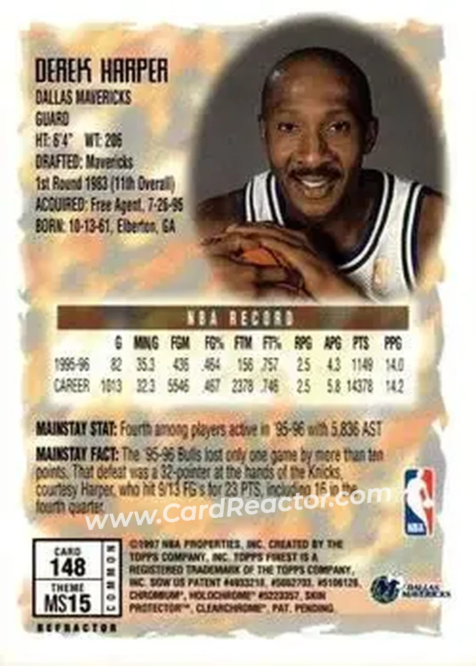 Back of Derek Harper