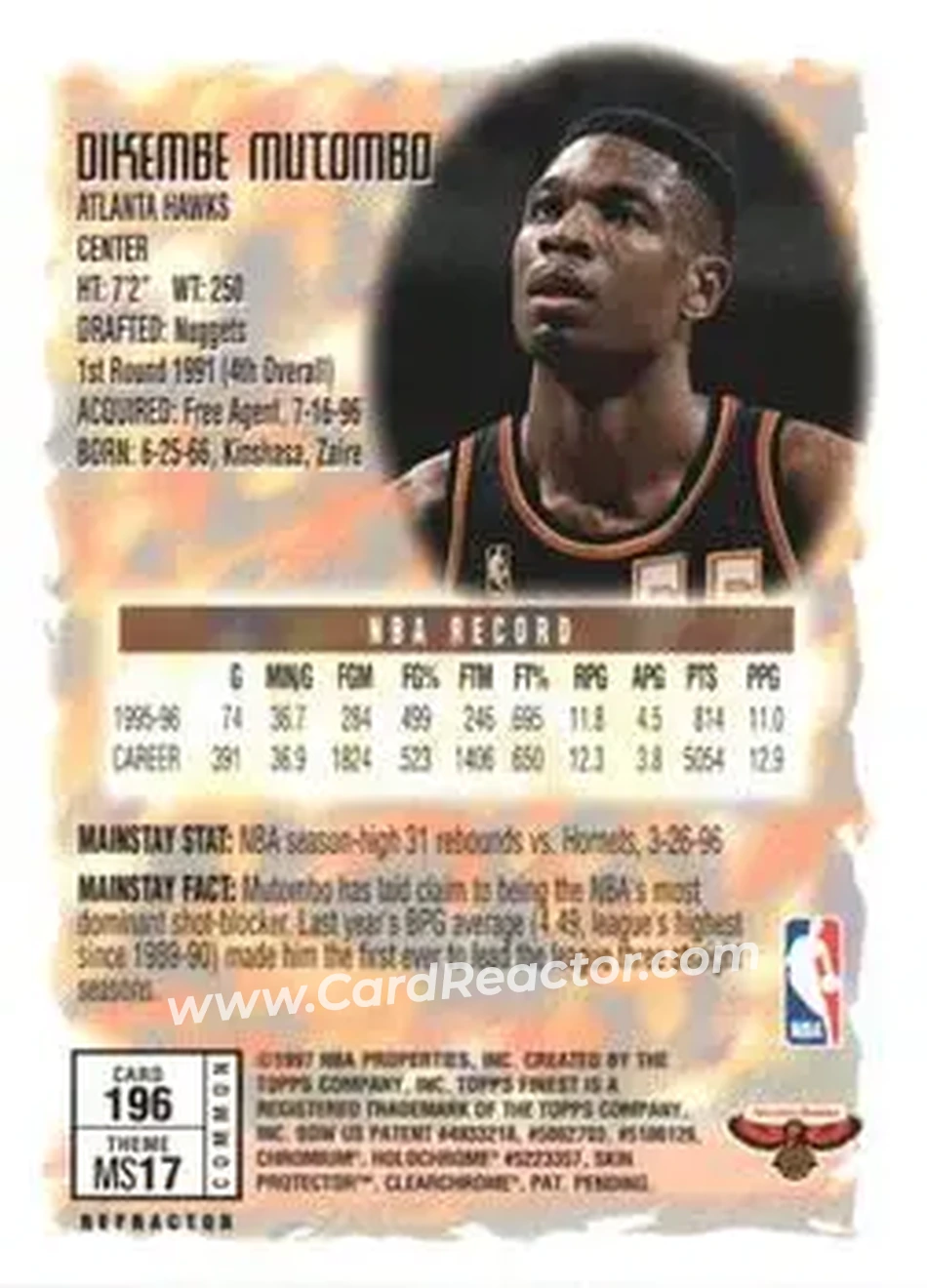 Back of Dikembe Mutombo