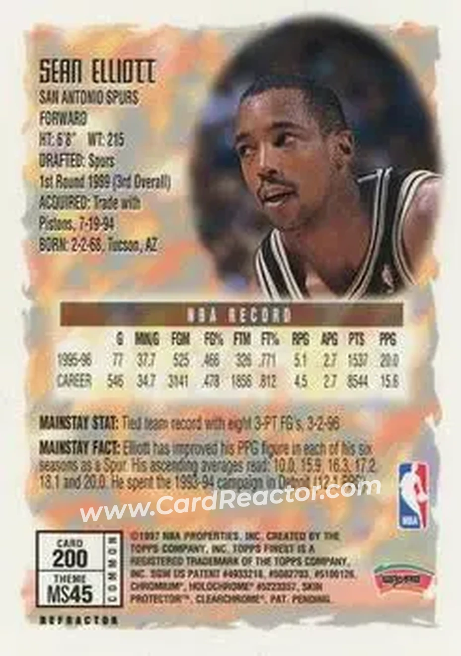 Back of Sean Elliott
