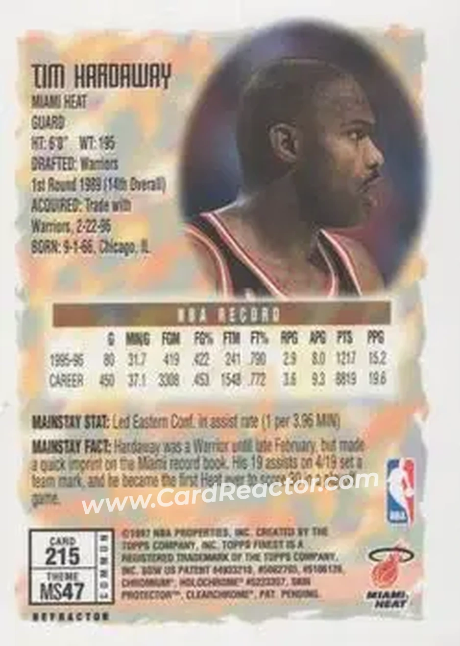 Back of Tim Hardaway