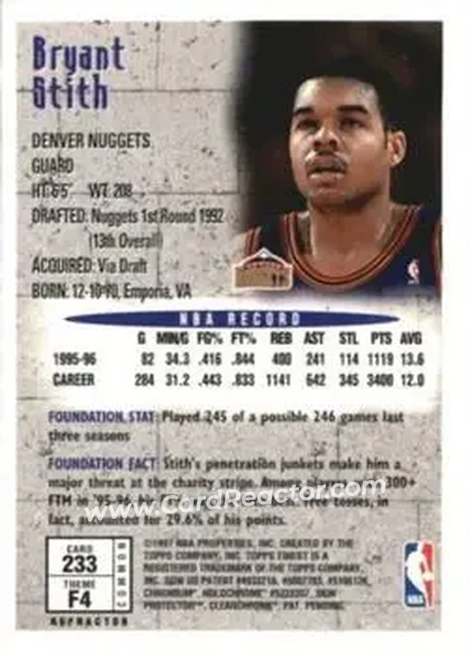 Back of Bryant Stith