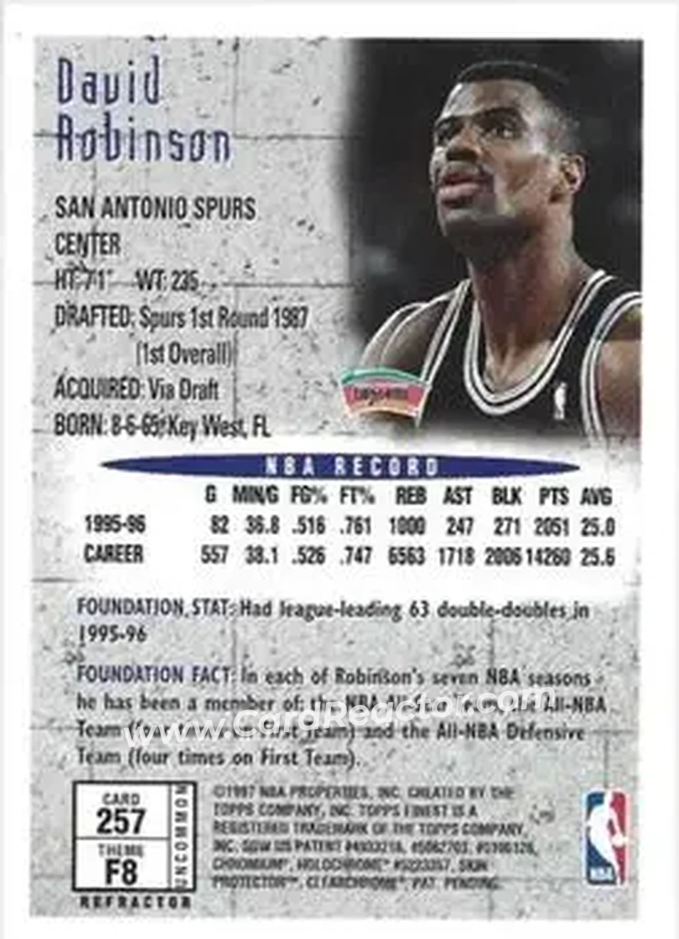 Back of David Robinson