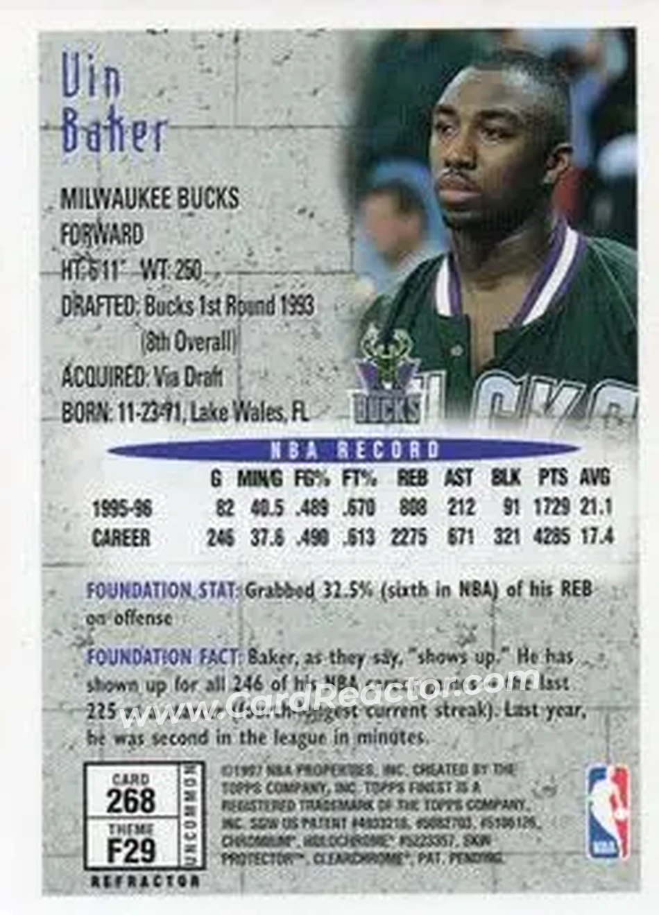 Back of Vin Baker