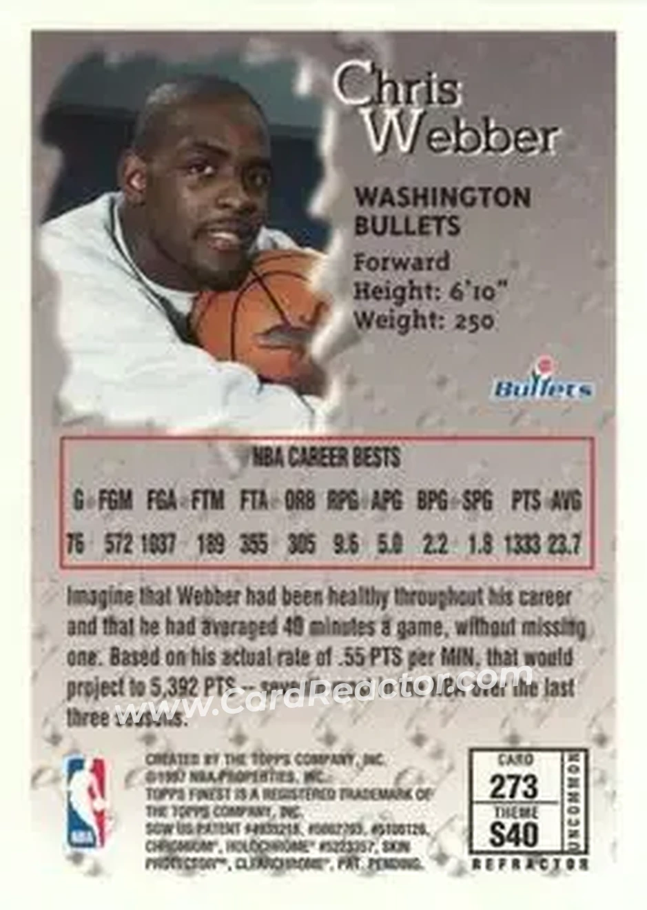 Back of Chris Webber