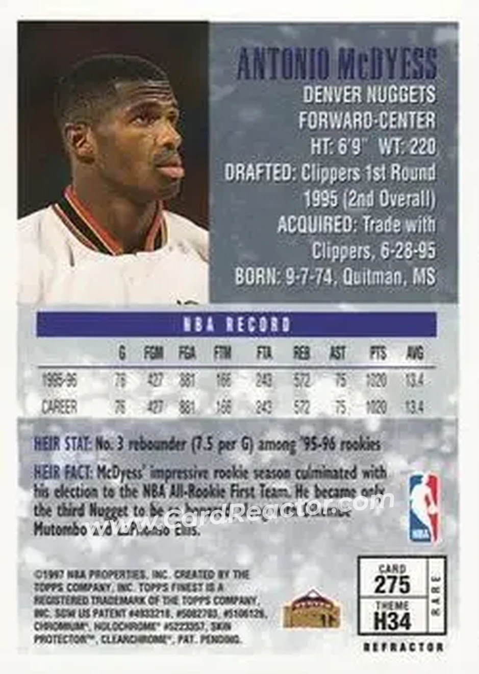 Back of Antonio McDyess