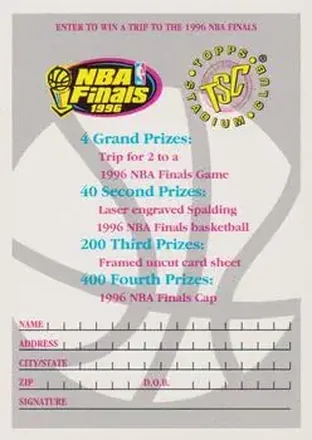 1996 NBA Finals Trip Win A Trip to 1996 NBA Finals front