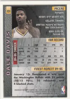 1995-96 Finest #101 - Dale Davis - Indiana Pacers - Back