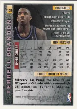 1995-96 Finest #109 - Terrell Brandon - Cleveland Cavaliers - Back 1995-96 Finest #109 - Terrell Brandon - Cleveland Cavaliers - Back