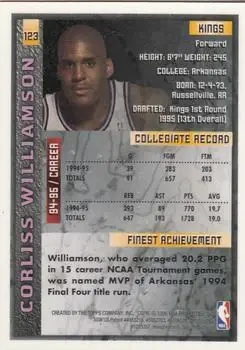 1995-96 Finest #123 - Corliss Williamson - Sacramento Kings - Back 1995-96 Finest #123 - Corliss Williamson - Sacramento Kings - Back