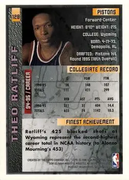 1995-96 Finest #128 - Theo Ratliff - Detroit Pistons - Back 1995-96 Finest #128 - Theo Ratliff - Detroit Pistons - Back