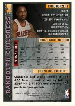 1995-96 Finest #129 - Randolph Childress - Portland Trail Blazers - Back