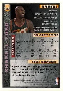 1995-96 Finest #136 - Sherell Ford - Seattle SuperSonics - Back
