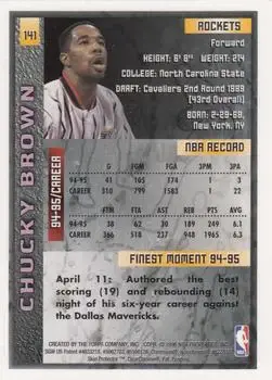 1995-96 Finest #141 - Chucky Brown - Houston Rockets - Back 1995-96 Finest #141 - Chucky Brown - Houston Rockets - Back