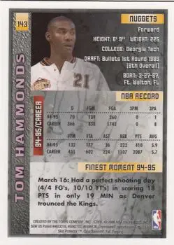 1995-96 Finest #143 - Tom Hammonds - Denver Nuggets - Back