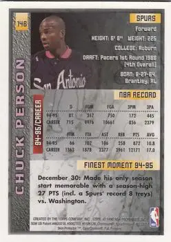 1995-96 Finest #146 - Chuck Person - San Antonio Spurs - Back