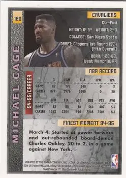 1995-96 Finest #160 - Michael Cage - Cleveland Cavaliers - Back
