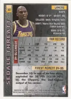 1995-96 Finest #161 - Sedale Threatt - Los Angeles Lakers - Back
