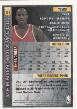 1995-96 Finest #166 - Vernon Maxwell - Philadelphia 76ers - Back