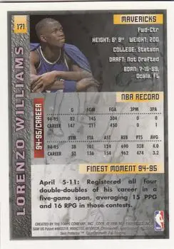 1995-96 Finest #171 - Lorenzo Williams - Dallas Mavericks - Back