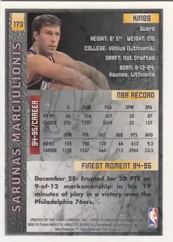 1995-96 Finest #173 - Šarūnas Marčiulionis - Sacramento Kings - Back