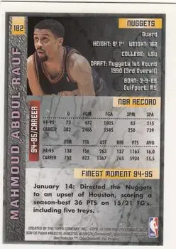 1995-96 Finest #182 - Mahmoud Abdul-Rauf - Denver Nuggets - Back