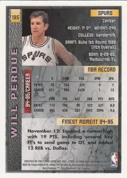 1995-96 Finest #185 - Will Perdue - San Antonio Spurs - Back 1995-96 Finest #185 - Will Perdue - San Antonio Spurs - Back