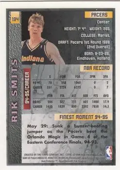 1995-96 Finest #194 - Rik Smits - Indiana Pacers - Back 1995-96 Finest #194 - Rik Smits - Indiana Pacers - Back
