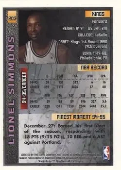 Back of Lionel Simmons