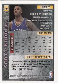 1995-96 Finest #218 - Scott Burrell - Charlotte Hornets - Back