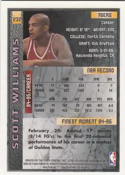 1995-96 Finest #232 - Scott Williams - Philadelphia 76ers - Back