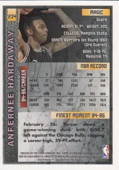 1995-96 Finest #234 - Anfernee Hardaway - Orlando Magic - Back