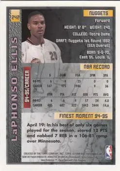 1995-96 Finest #242 - LaPhonso Ellis - Denver Nuggets - Back