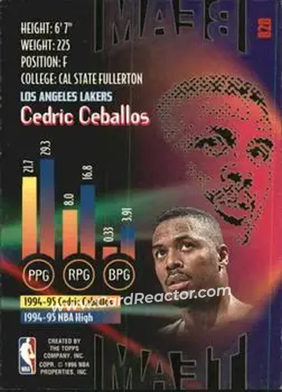 Back of Cedric Ceballos