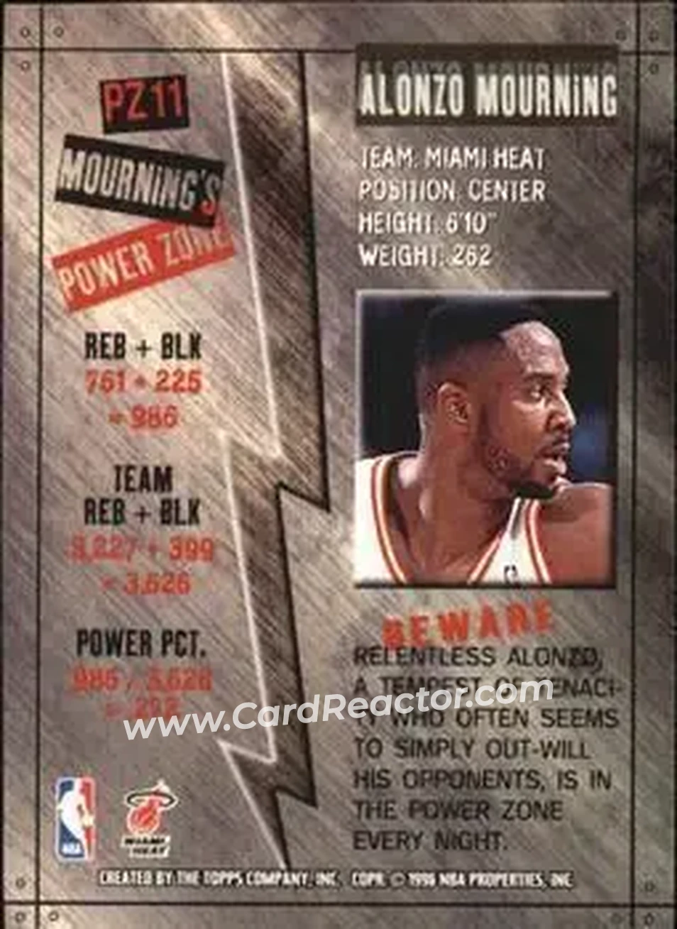 Back of Alonzo Mourning